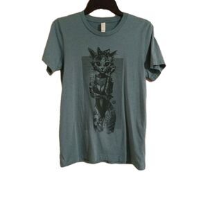 Tattooed Kitty Victorian Kitty Elegance TShirt Size Small Blue/Black Heather Ink